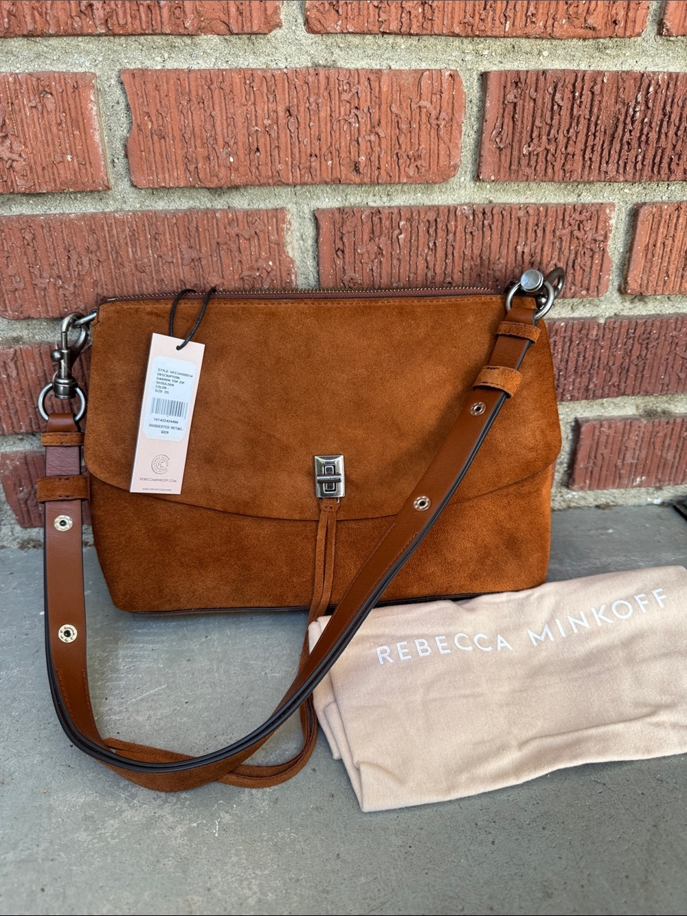 NWT Rebecca Minkoff Darren Suede Zip Top Shoulder Bag